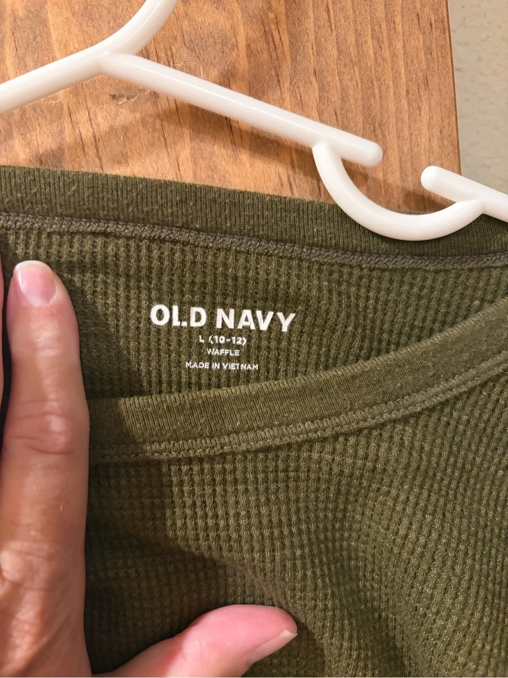 Old Navy Olive Green Long Sleeve Waffle Tee